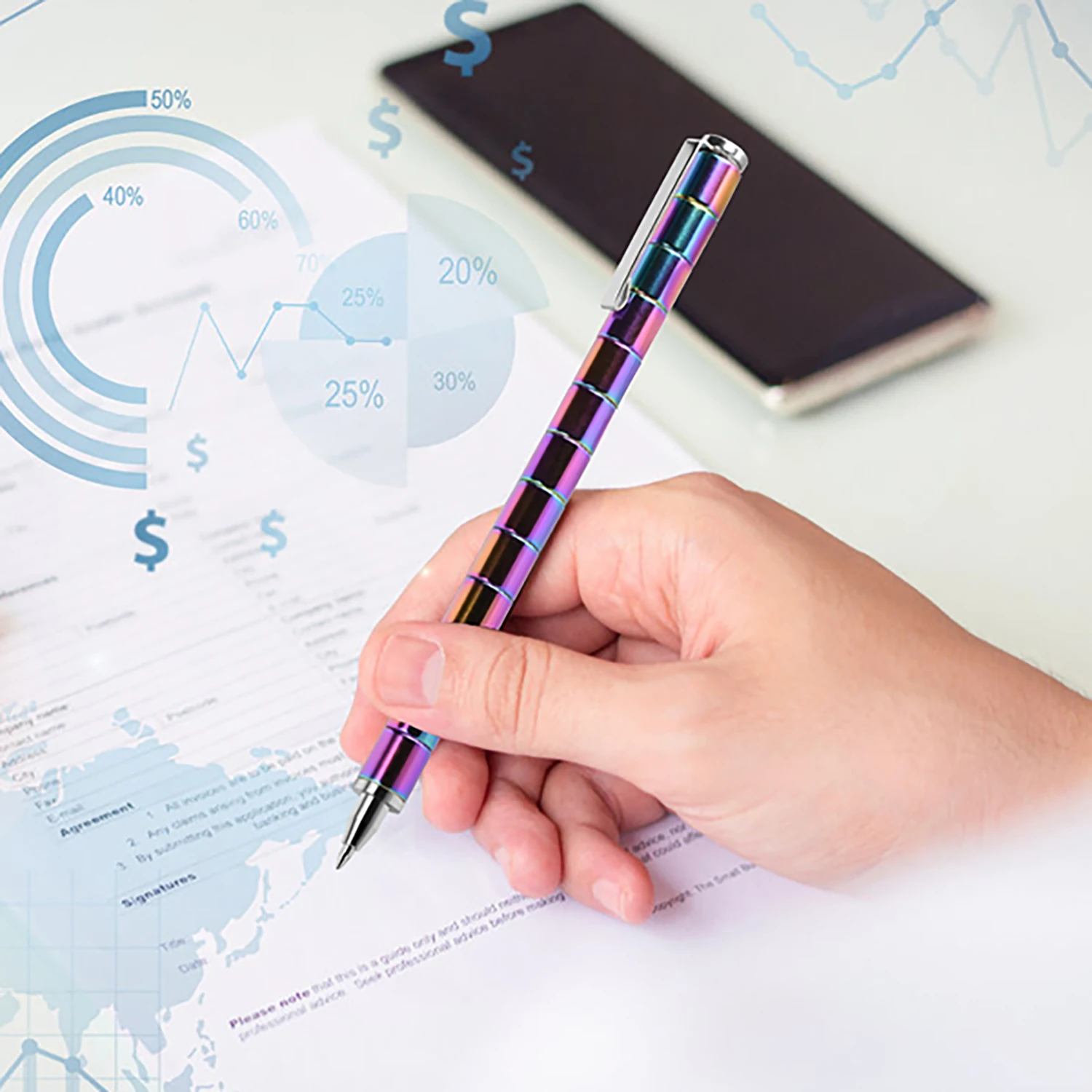 Caneta magnética criativa multifuncional para aliviar o estresse com tecnologia preta e caneta magnética versátil