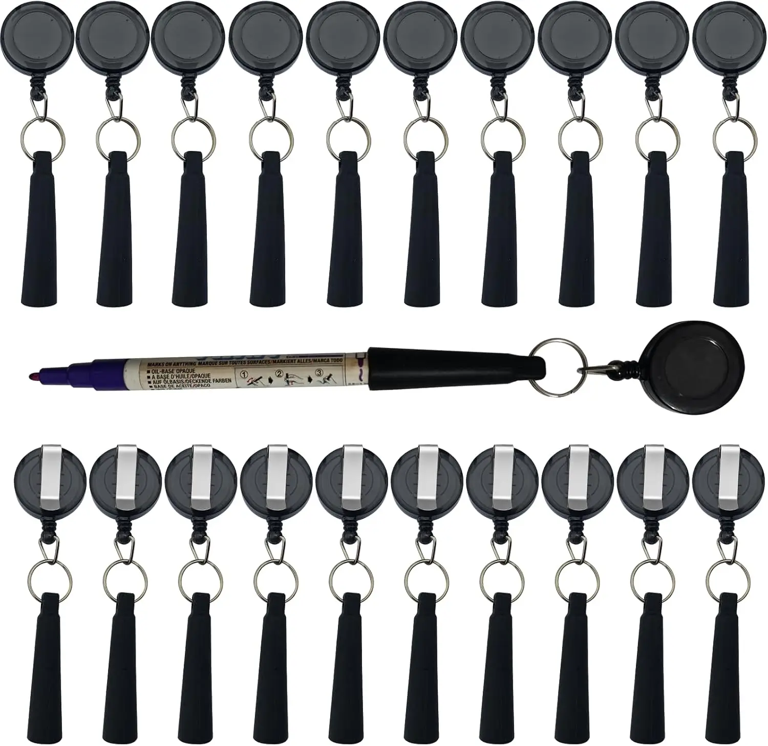 

20 шт. прочных выдвижных держателей для ручек с защитой от потери, идеально подходят для маркеров и столярных карандашей