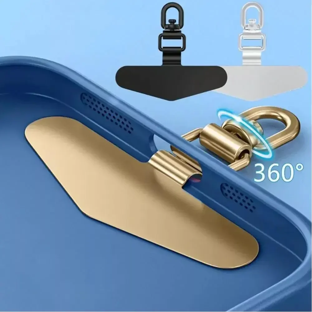 Universal Stainless Mobile Phone Lanyard Patch Gasket 360 Degree Rotatable Detachable Anti-lost Metal Tether Safety Connect Card view 2