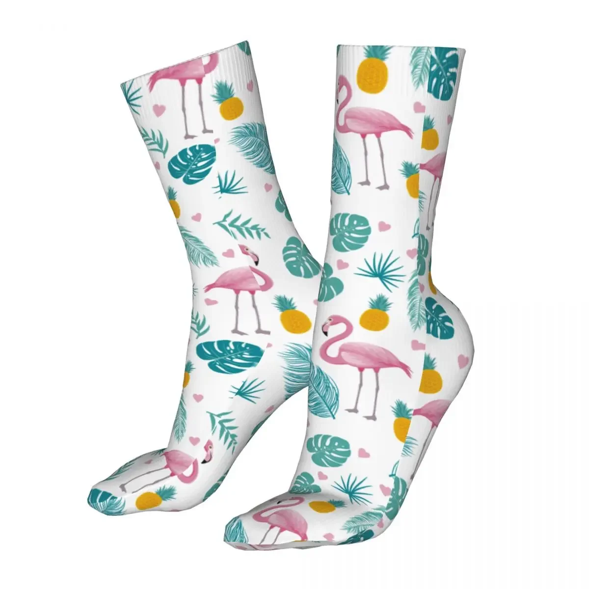 Summer Flamingo Tropical Leaves Socks Men's Women's Polyester Casual Socks Crazy Spring Summer Autumn Winter Socks Gift