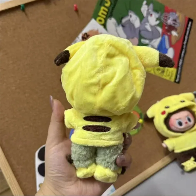 15 17cm For Labubu Doll Cartoon Cute Pikachu Plush Outfit Clothes Shoes Set Kpop Kawaii Outfit Clothing Standing Posture Doll