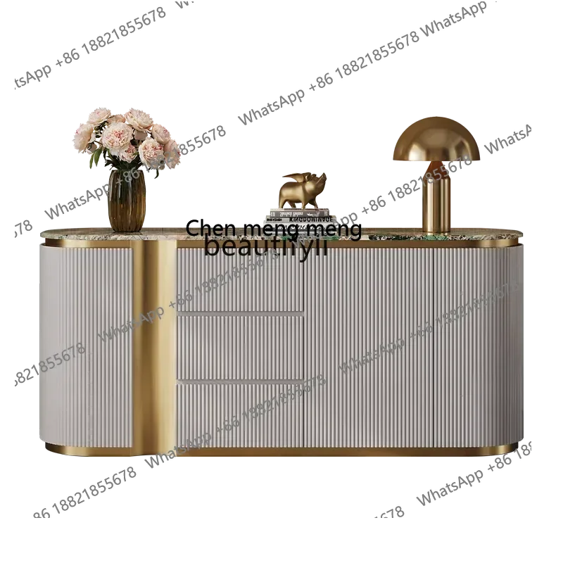 

X Light luxury dining side cabinet storage Italian marble restaurant high-end high-grade high-grade paint porch cabinet