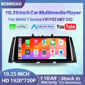 BONROAD Radio de coche con pantalla táctil multimedia de 10.25 pulgadas, inalámbrico, con CarPlay, Android Auto, sistema Linux, para BMW Serie 7 F01 F02 F03 F04 CIC NBT, con Airplay, Autolink, Mirroring, navegación GPS, pantalla estéreo para coche. 1