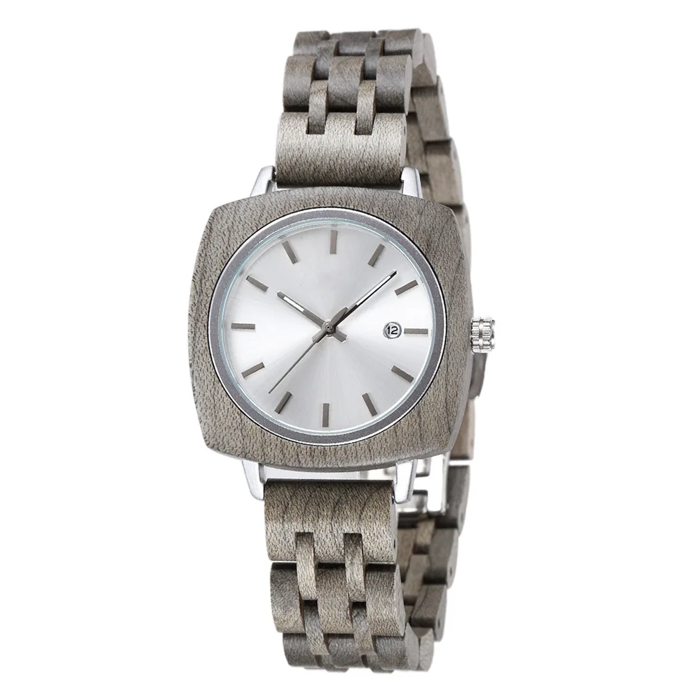 Square Craft Wooden Watch Delicate Retro Craft Female Couple Matching Contour Waterproof Pointer Standard Wristwatch