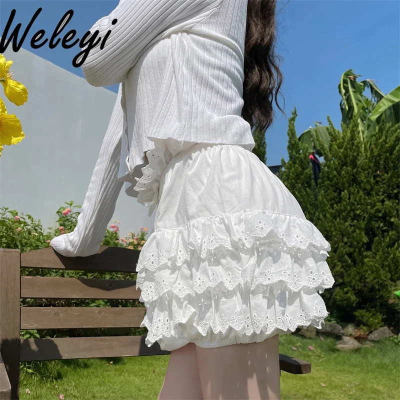 Girls Lolita Sweet Cotton Versatile Pink Shorts Leggings Cute Safety Pants Pumpkin Shorts Cake Culottes Short Tutu Skirts Pants