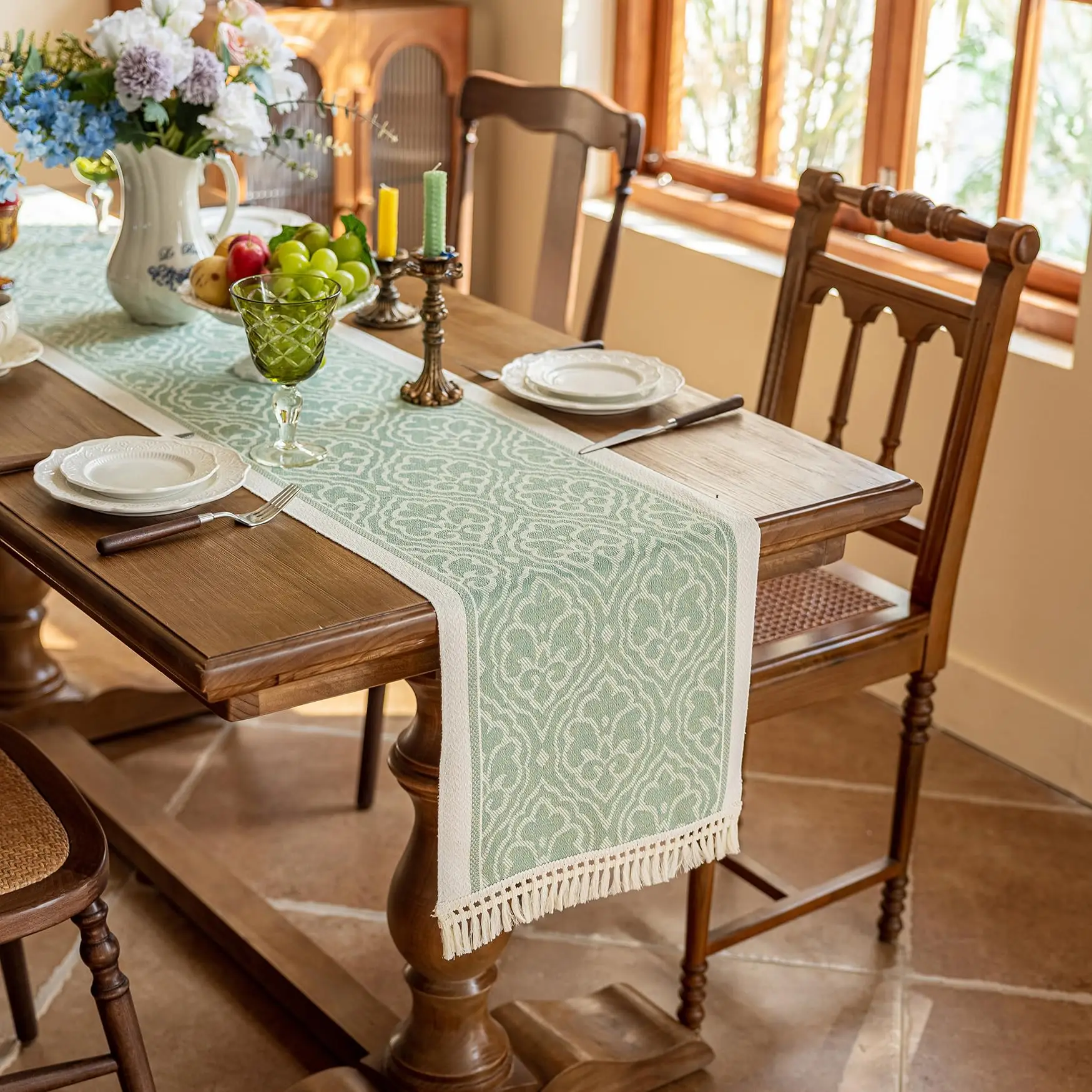 

Table Runners 72 Inches Long Waterproof Boho Table Runner with Tassel Fringe,Table Runner for Party Coffee Table