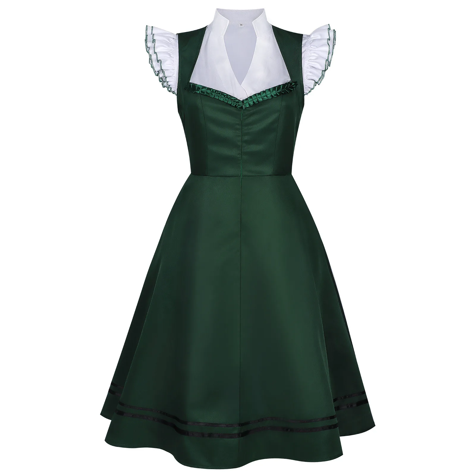 Deutsches Oktoberfest Dirndl-Kostüm für Damen, elegantes Spitzen-Blumen-Bayerisches Traditionelles Kleid, Vintage-Dienstmädchen-Festival-Cosplay-Fantasie-Anzug – Detail 14