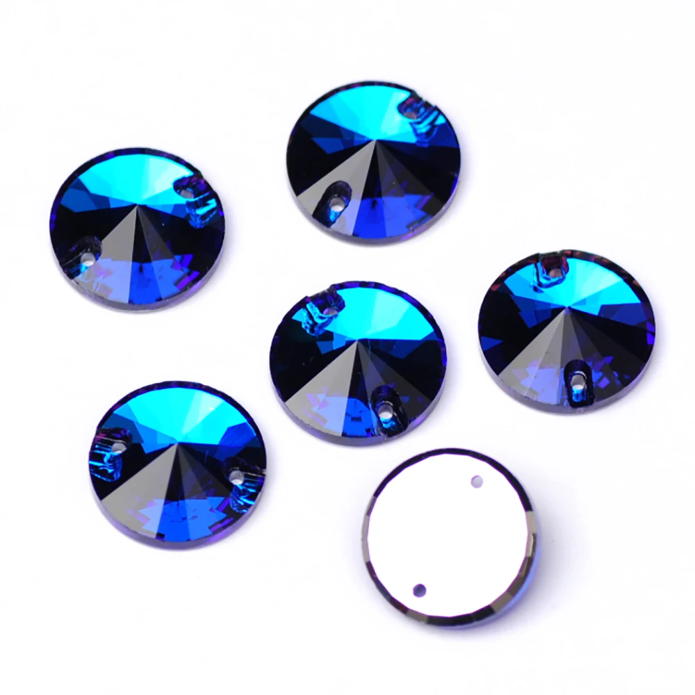 Pubrilex Bermuda Blue All Shapes Sew On Rhinestones K9 Crystal Chamfered Sewing Strass for Garment Wedding Dress Decorations