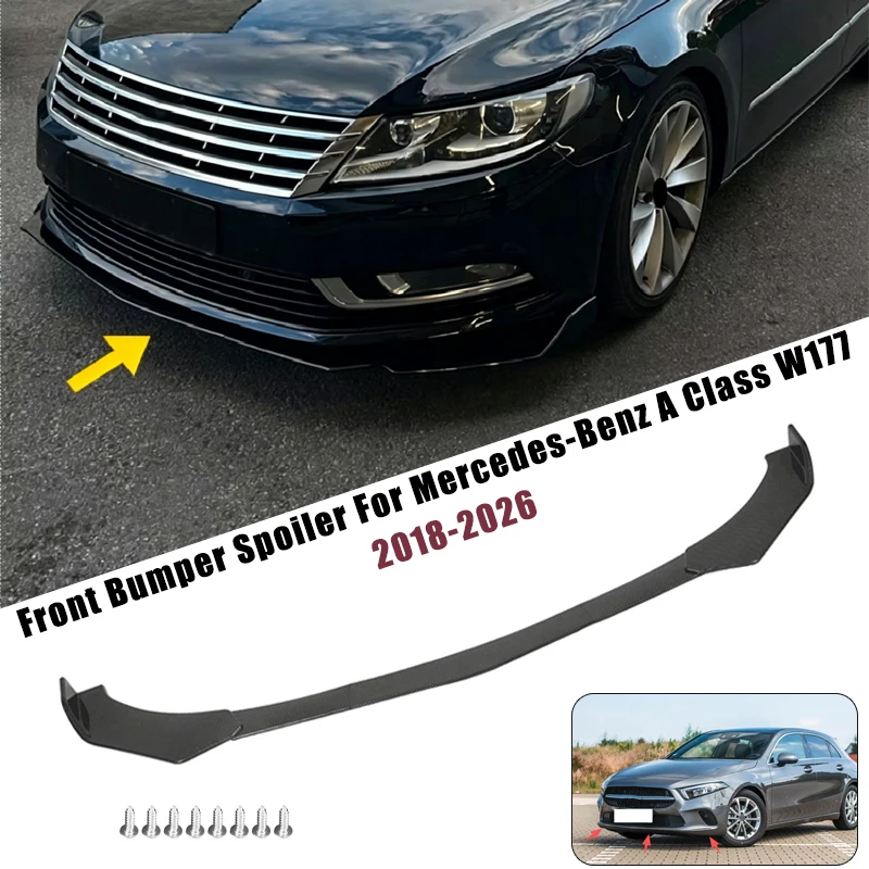 Sport Front Bumper Splitter Spoiler Lip For Mercedes-Benz A Class W177 2018-2026 5Pcs Adjustable Sectional Car Tuning Body Kit