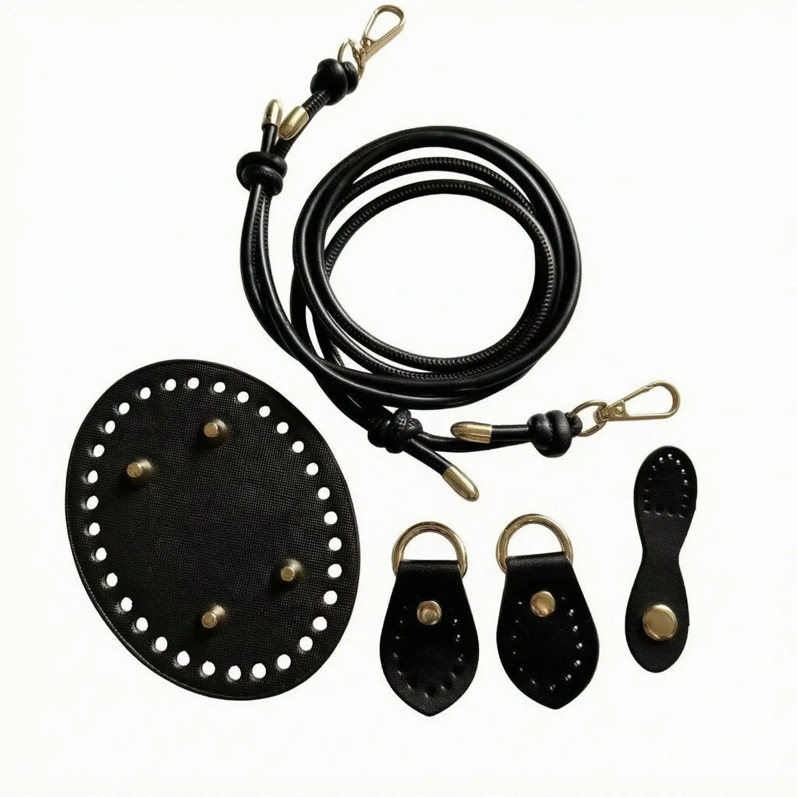 Hand Woven Bag Kit Knitting Shoulder Craft DIY Crochet Purse with Leather Base and Metal Clasps for Girls
