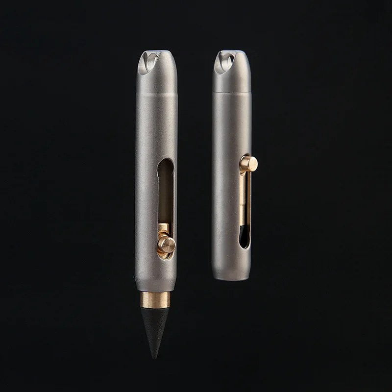 Titanium Alloy MINI Eternal Pencil Needn‘t Shave Erasable Pencil Portable Key Pendant Pocket Pen Emergency Writing 2 Pen Tips