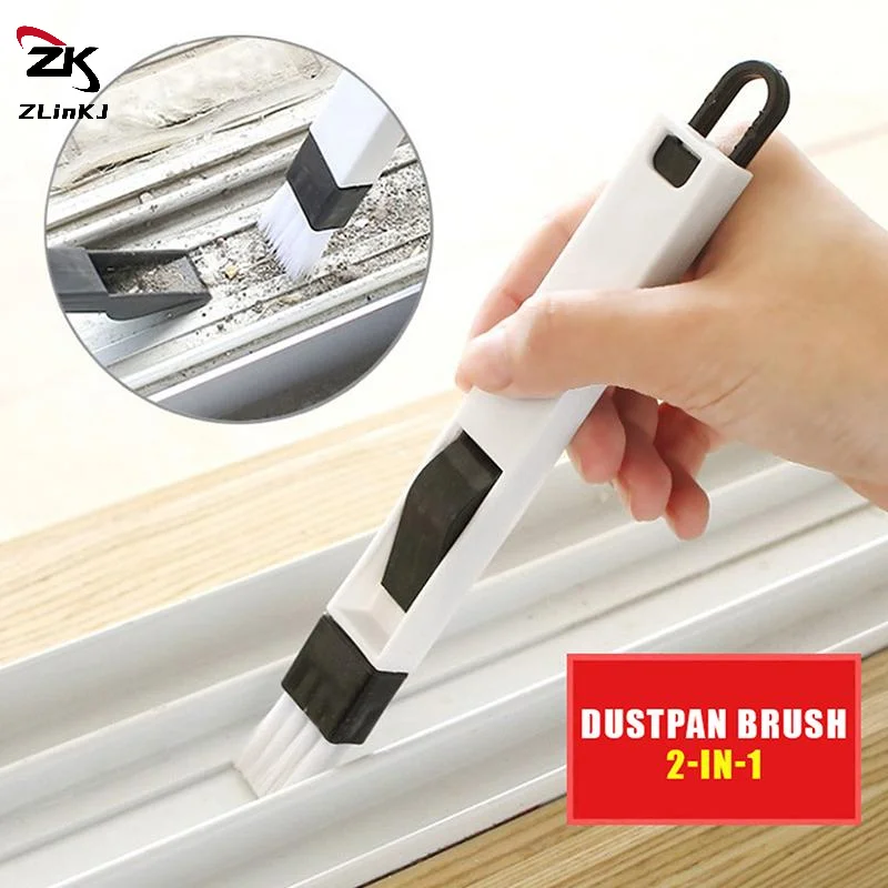 2Pcs 2-IN-1 Cleaning Brush Multifunctional Door and window Keyboard Groove Cleaner Dust Shovel Window Rail Cleaning Tool