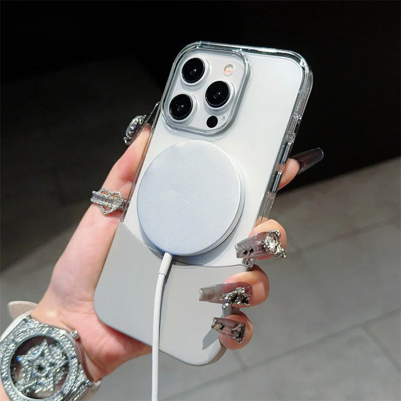 Fashion Magnetic Dual Color Detachable Phone Case For iPhone 15 14 Plus 15 13 12 Pro Max Large Window Shock-Absorbing Back Cover - Image 5