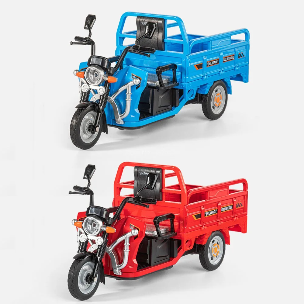 1:12 합금 모터 삼륜차 자동차 장난감 다이캐스트 모델, 조명 및 사운드 포함 미니어처 자동차, 후진 주행 기능, 어린이를 위한 완벽한 선물