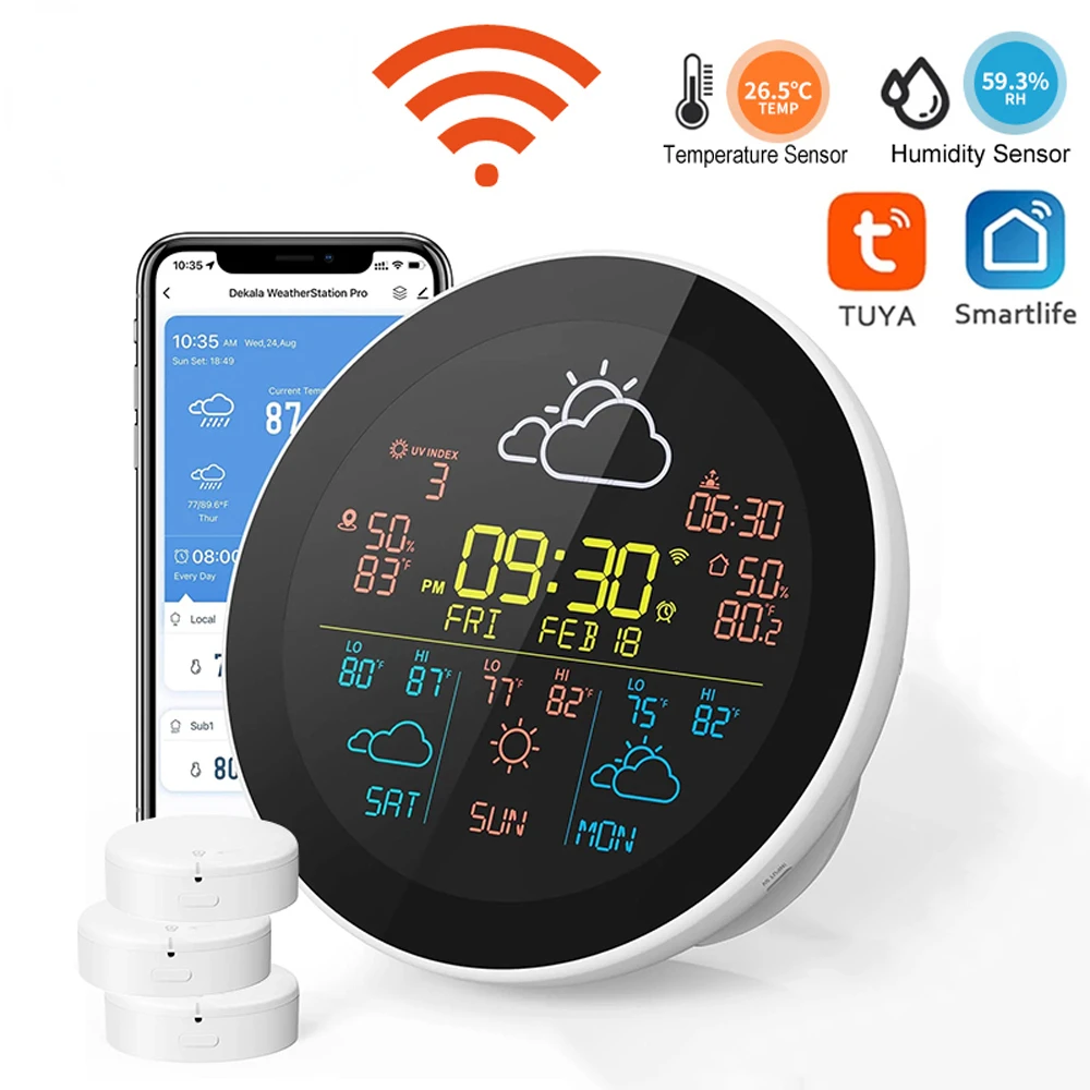 

WIFI Digital Hygrothermograph Smart Weather Station Alarm Clock Weather Forecast Temperature Sensor Thermometer Hygrometer