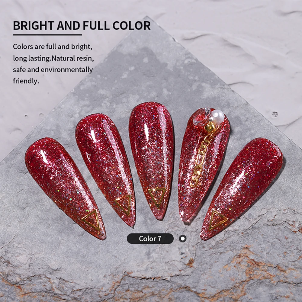 Vendeeni 9 Colors/set Sparkling Glitter Gel Nail Polish Shiny Sequins Hybrid Nail Art Gel Lacquer UV LED Soak Off Gel Varnish