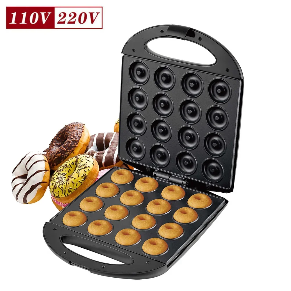 Electric Non-Stick Surface Mini Donut Maker Machine 16 holes Small Doughnuts for Kid Friendly Dessert Or Snack