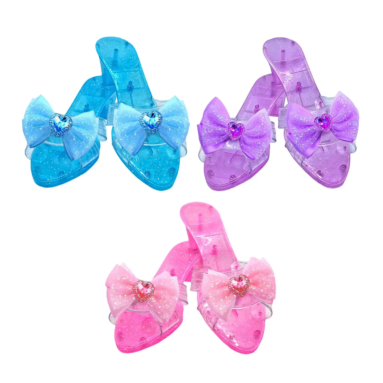 Kids Princess Shoes Girls Jelly Sandals Slip on Wedge Heels with Bow Decor Comfortable Fancy Dress Up Shoes for Birthday Party