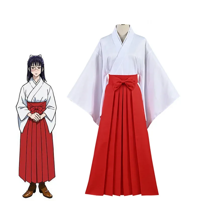 Disfraz de Anime Jujutsu Kaisen, disfraz de Iori Utahime, vestido tipo kimono, trajes de fiesta de Halloween, Tops para mujer adulta, falda roja