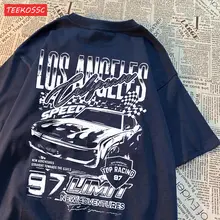 Dark Blue Racing Printed Short Sleeve T Shirt