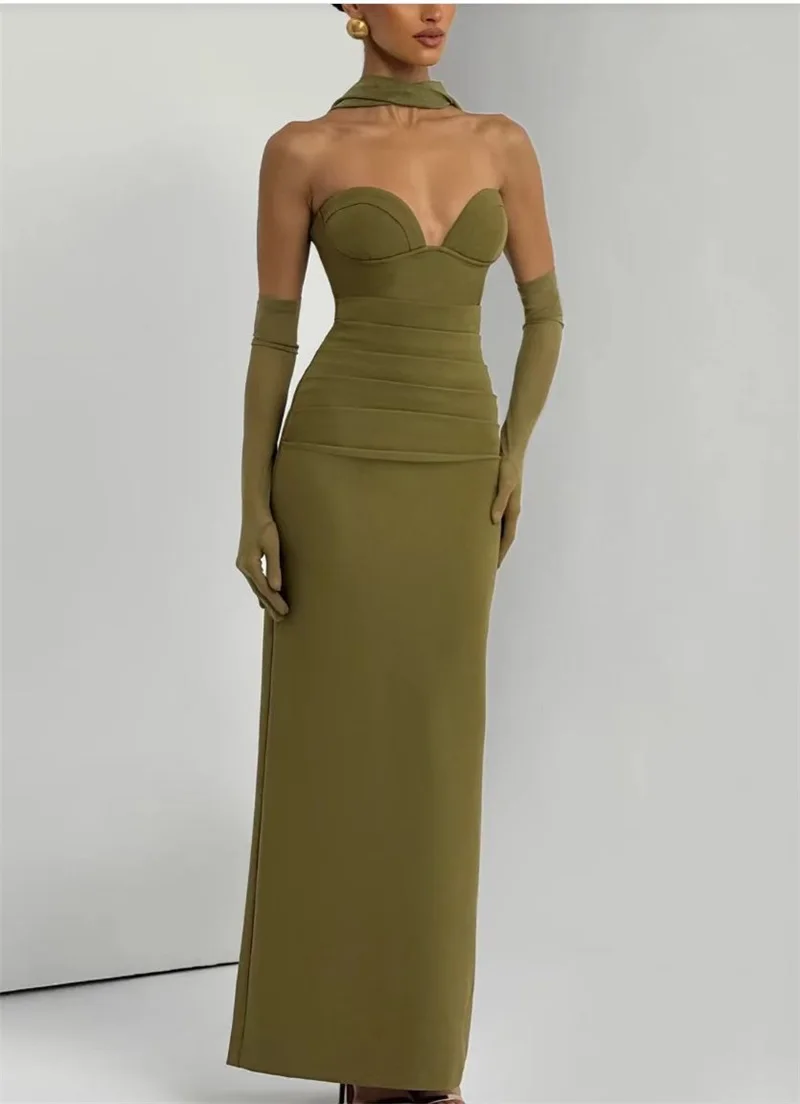 وشاح طويل للحفلات الراقصة، فستان مثير على شكل قلب بدون أكمام، غمد طويل رسمي لحفلات الزفاف، رداء ضيف بسحاب خلفي، فستان زفاف للحفلات المسائية #1