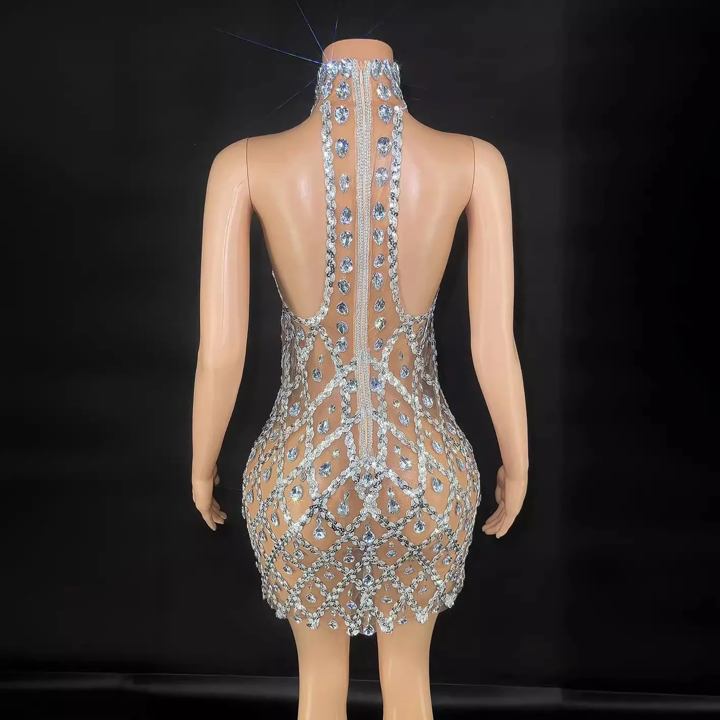 생일 반짝 이는 라인 석 바 파티 의상 슬림 호스트 파티 드레스 민소매 섹시한 졸업 파티 드레스 Vestidos De Festa Luxo