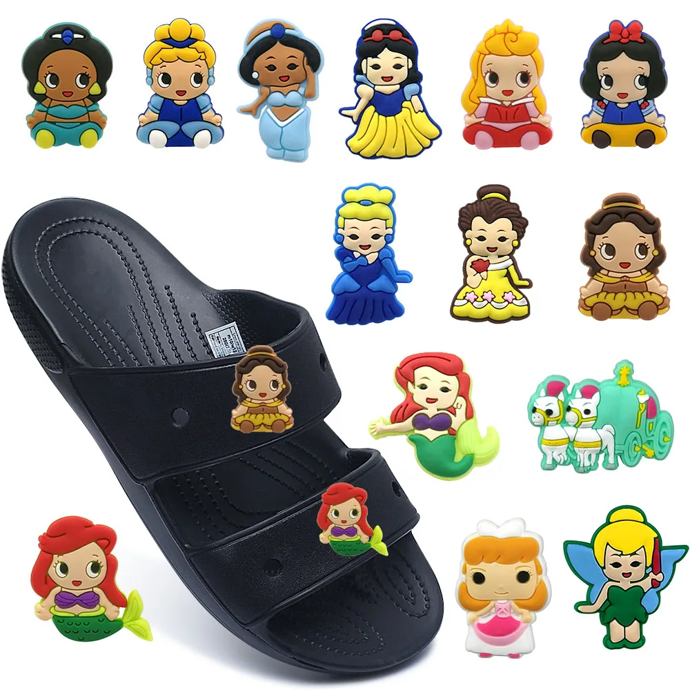 Cinderella MINISO Princess Alligator Charm Shoe Accessories Buckle Pvc decorative garden Sandals for Alligator clogs party