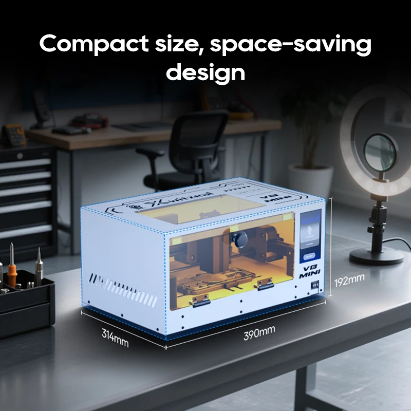 Xwitzeal V8 MINI إزالة الليزر الزجاج الخلفي للهاتف، والأقواس وعدسة الكاميرا، مع قوالب حديدية (سلسلة 8-17) ومجموعات أدوات إصلاح الهاتف