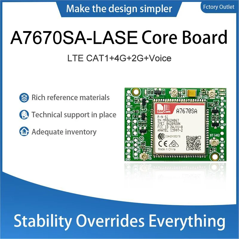 SIMcom A7670SA-LASE CAT1 Core Board, mendukung Data + Suara 1pcs