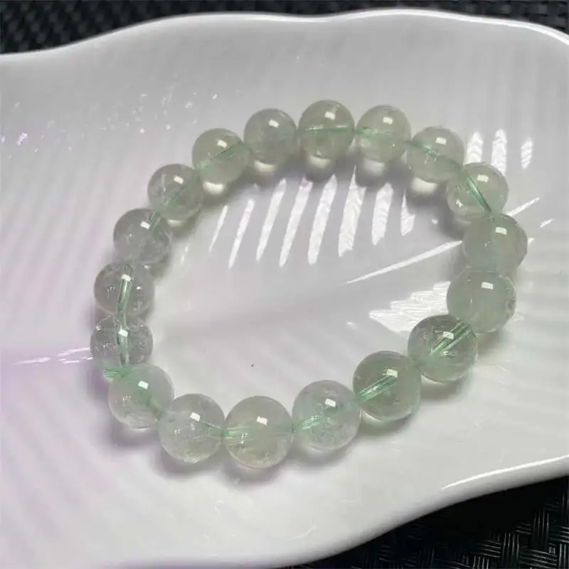

10MM Natural Green Quartz Bracelet Handmade Crystal Jewelry Stretch Bangle Children Birthday Gift 1pcs