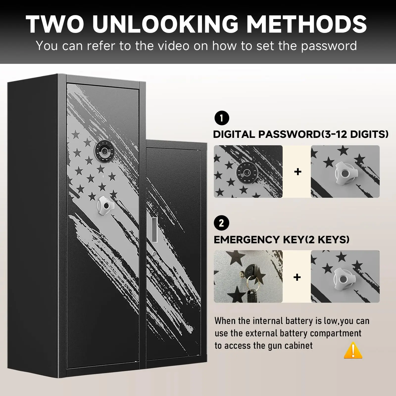 KAER 8-10 Gun Safe, Large Gun Safe for Rifles and Pistols, Quick Access Home Gun Rifle Safe and Storage Gun Cabinet with 4 Pisto