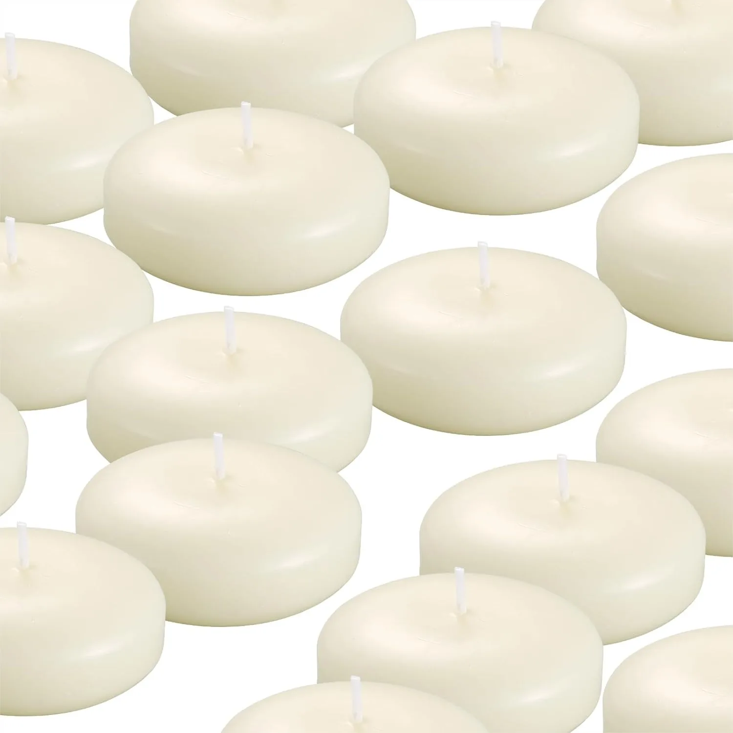 

12 Pack Unscented Floating Candles, 3 Inch Ivory Dripless Wax Candles for Wedding Party Home Decor