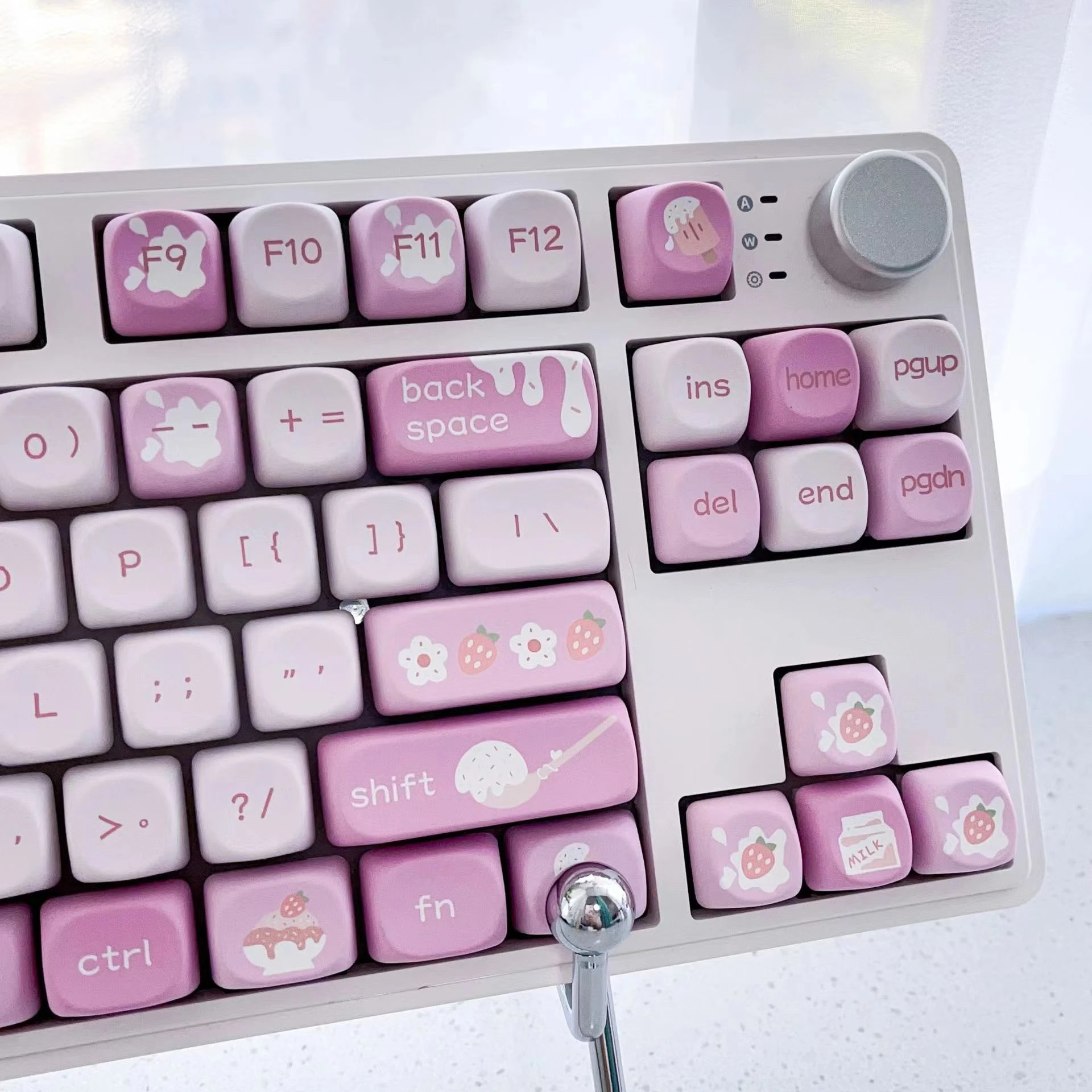 pink-strawberry-keycaps-141-keys-soa-square-thermal-sublimation-mechanical-keyboard-keycap-keyboard-accessories-key-cap