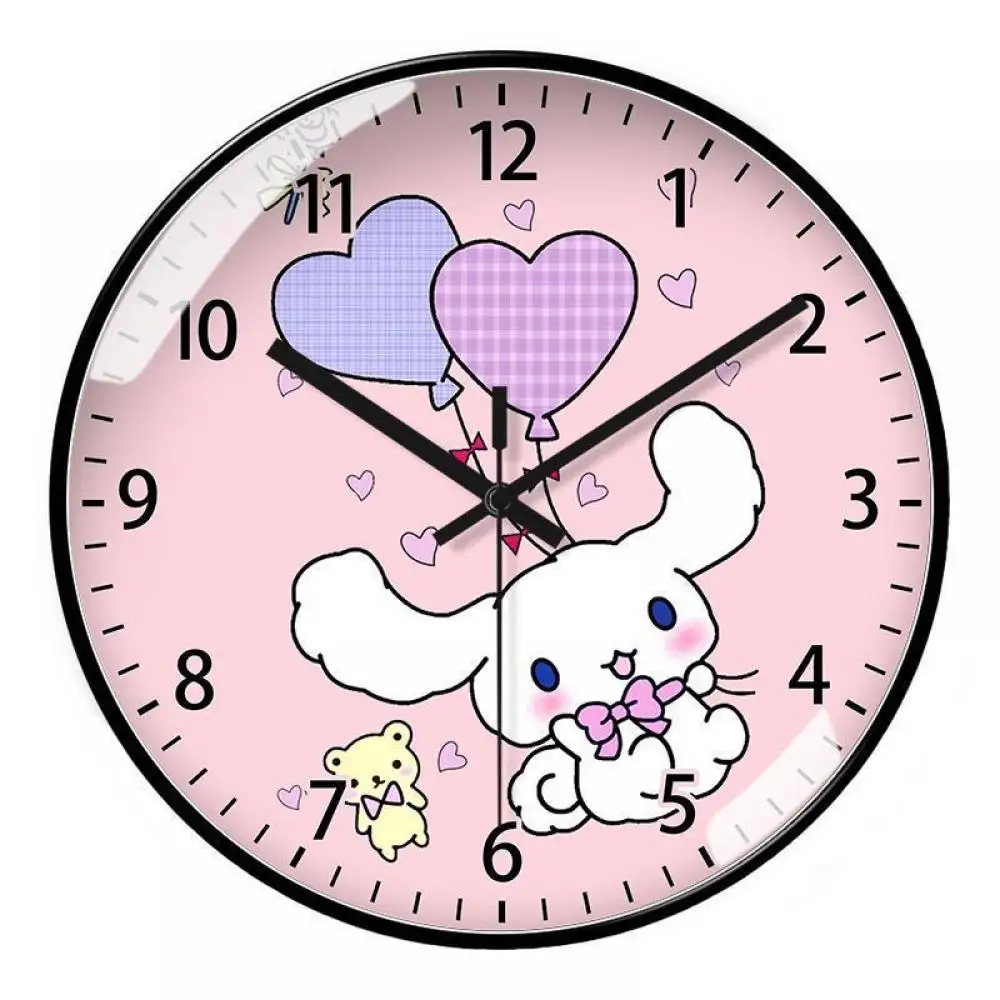 

Anime Cinnamoroll Hello Kitty Cartoon Kids Wall Clock Sanrios Kuromi Kawaii Girl Bedroom Alarm Clock Student Mute Quartz Clock