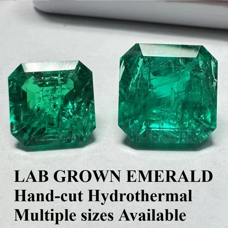 Lab Grown Emerald Stones Hand-cut Hydrothermal Emeralds Multiple Sizes Available Gemstone for Diy Jewelry Making