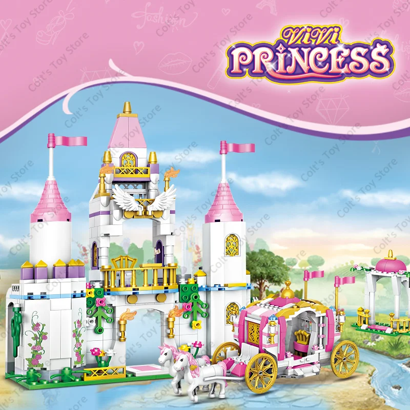 2024 Princess Building Blocks Girl\'s Fairy Castle House Blocks Classic Dream Carriage House Model Figures Kid Toy Birthday Gifts