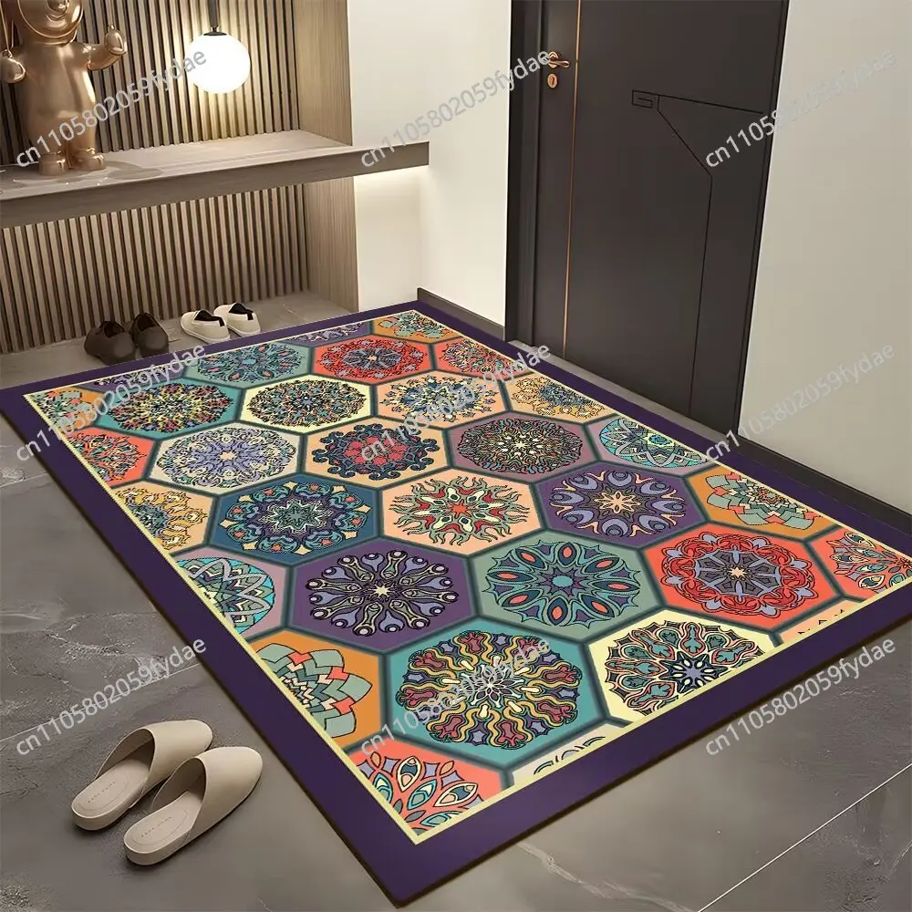 Flower tile crystal velvet carpet entry door dirt-resistant household entrance foot pad entry door non-slip pad