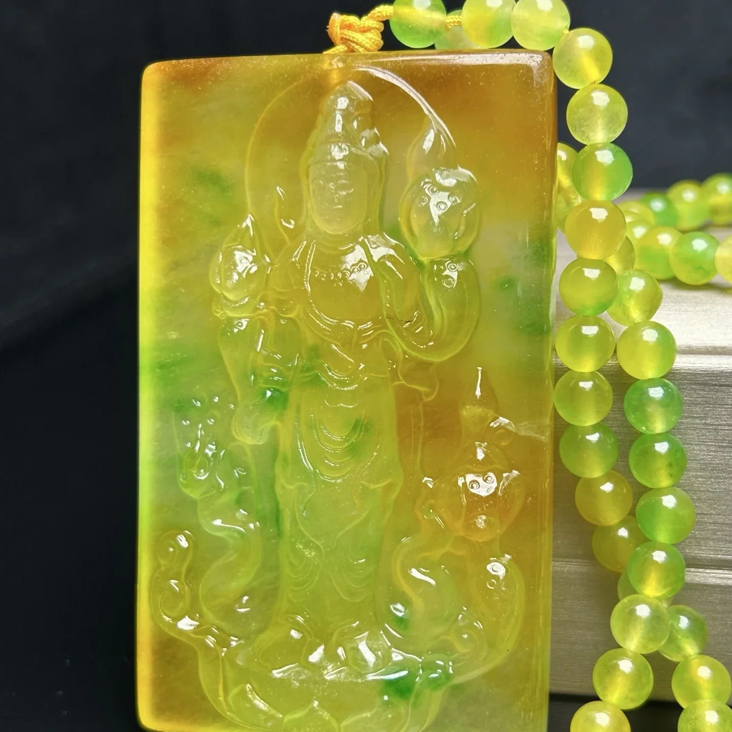 Natural Grade AAA Icy green Jade jadeite artistic carving bracelet bangle 60mm