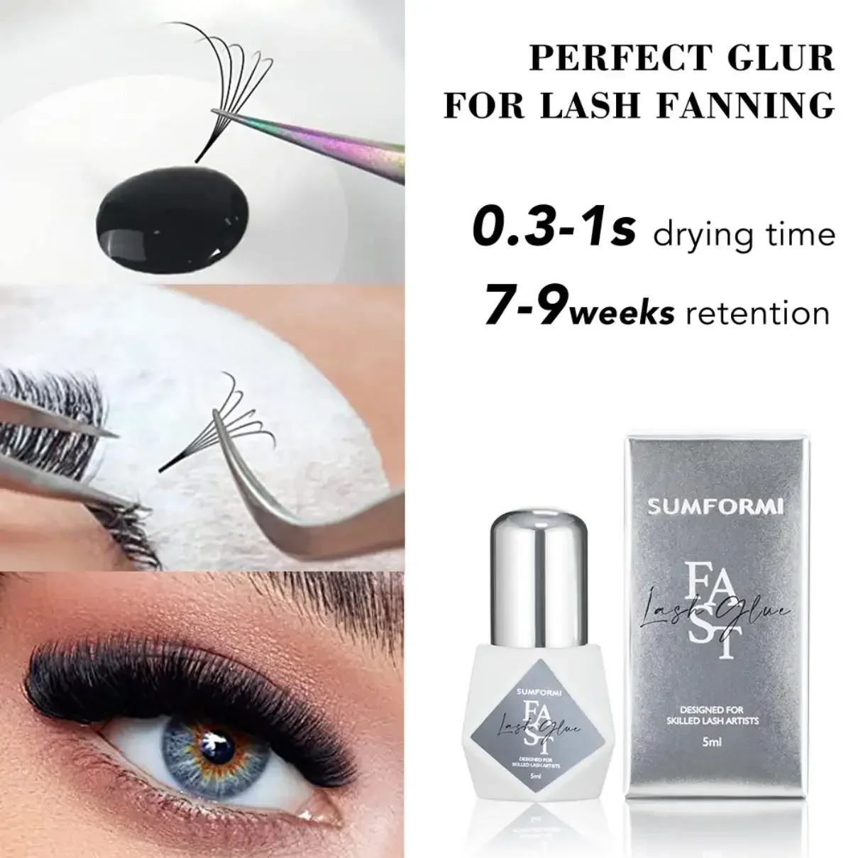 Gollee 0.3S Super Fast Drying Glue for Professional Eyelash Extension Waterproof Lashes Supplies Eyelash Adhesive Latex Free