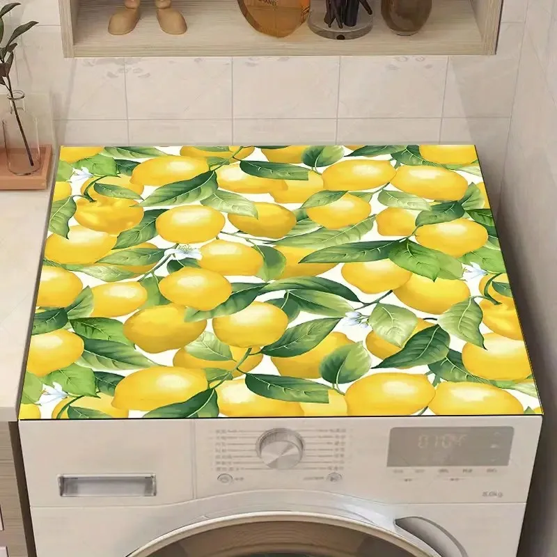 Lemon Fruits Coffee Mat Absorbent Dish Drying Mat for Kitchen Counter Rubber Backed Coffee Bar Fit Under Espresso Machine