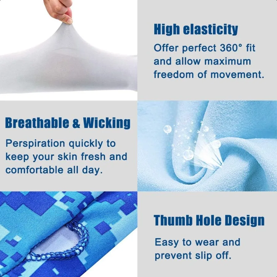 Bacophy 3 Pairs Arm Sleeves with Thumb Holes Women Men UV Protection Cooling UPF 50 Comprion Long Arm Cover