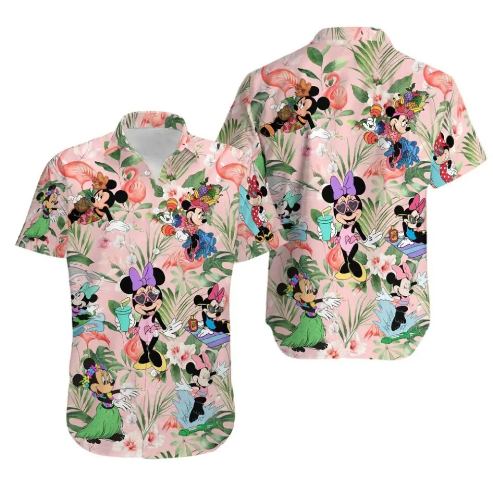 Veel Gezichten Van Minnie Mouse Hawaiiaans Overhemd Met Knoopsluiting Voor Mannen En Korte Mouwen Minnie Hawaiian Shirt