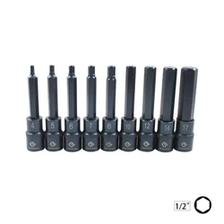 1pc 1/2 inch Hex Screwdriver Bit Extra Long H4 H5 H6 H7 H8 H10 H12 H14 H17 Ratchet Socket Wrench Head Adapter For Auto Repair