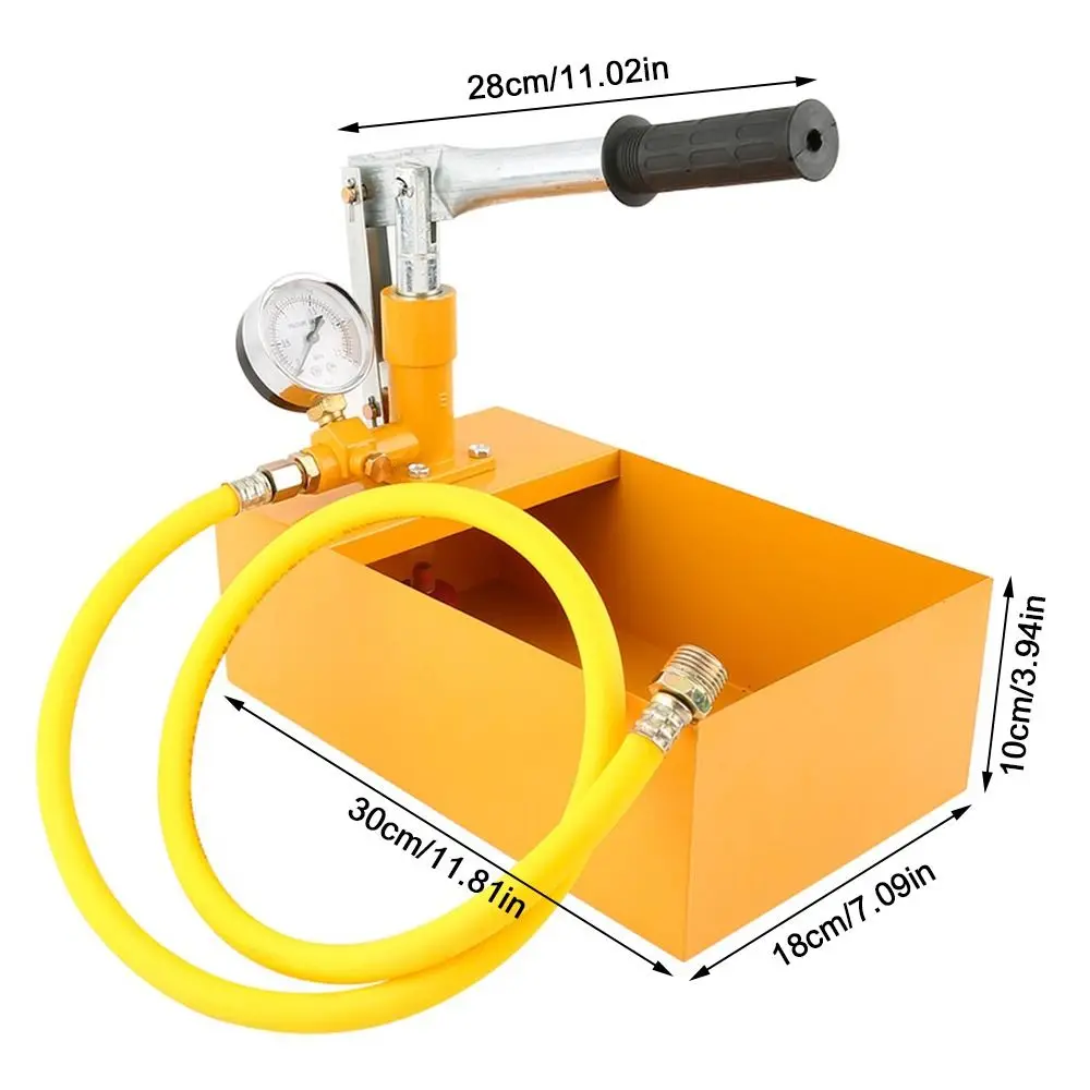 2.5MPa Hydraulic Pressure Test Pump 13ml/Time 25KG Pipeline Tester Tool Aluminum With Gauge Manual Water Pressure Test Pump