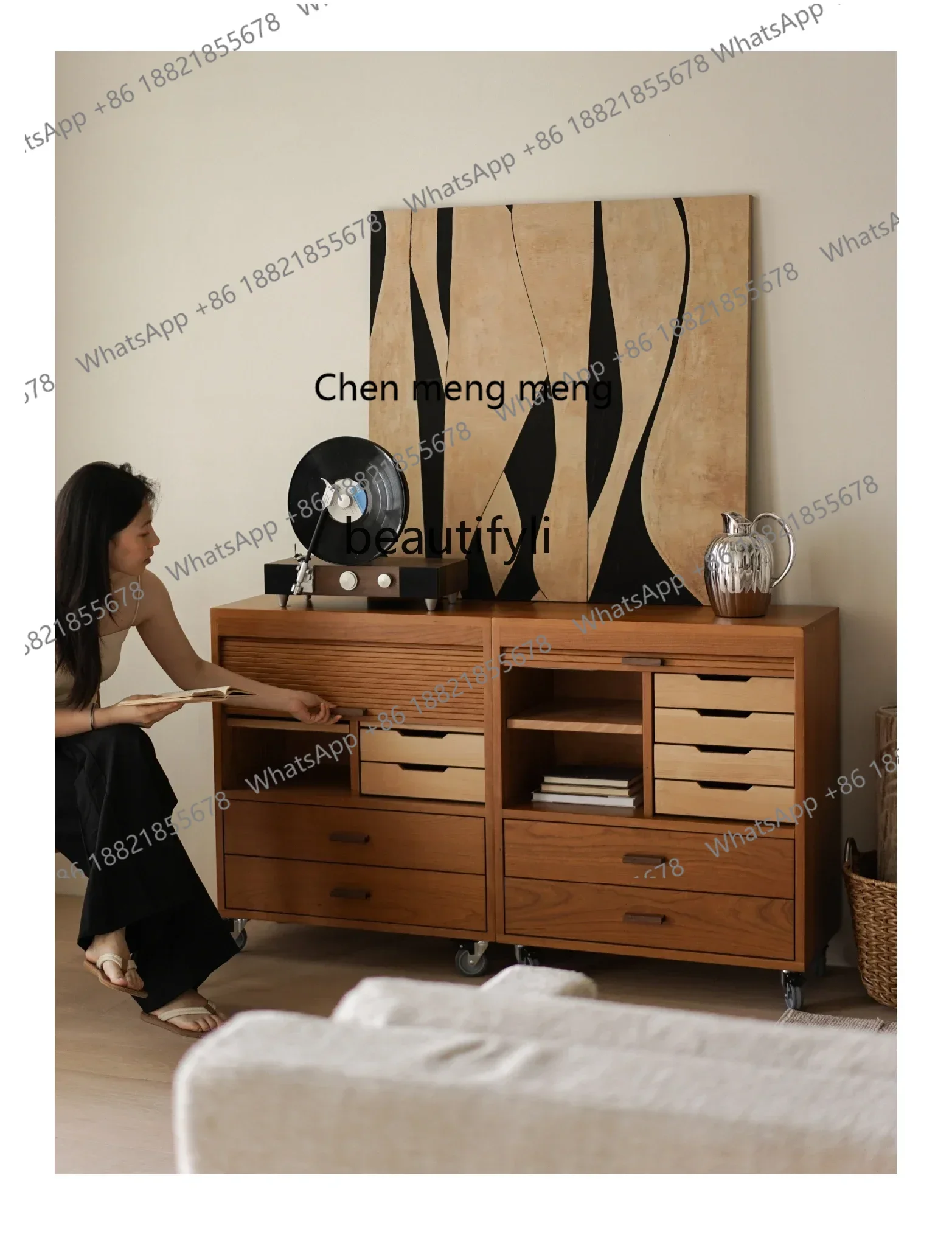 

zq1Bedroom Storage Locker Cherry Wood Living Room Bucket Cabinet Side Cabinet File