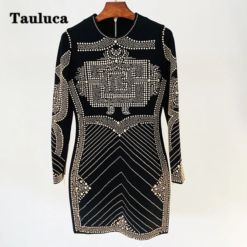 

2023 New Spring Women Pencil Mini Dress Crystal Elastic Tight Back Zipper Long Sleeve Sexy Rhinestone Party Dresses Big Sizes