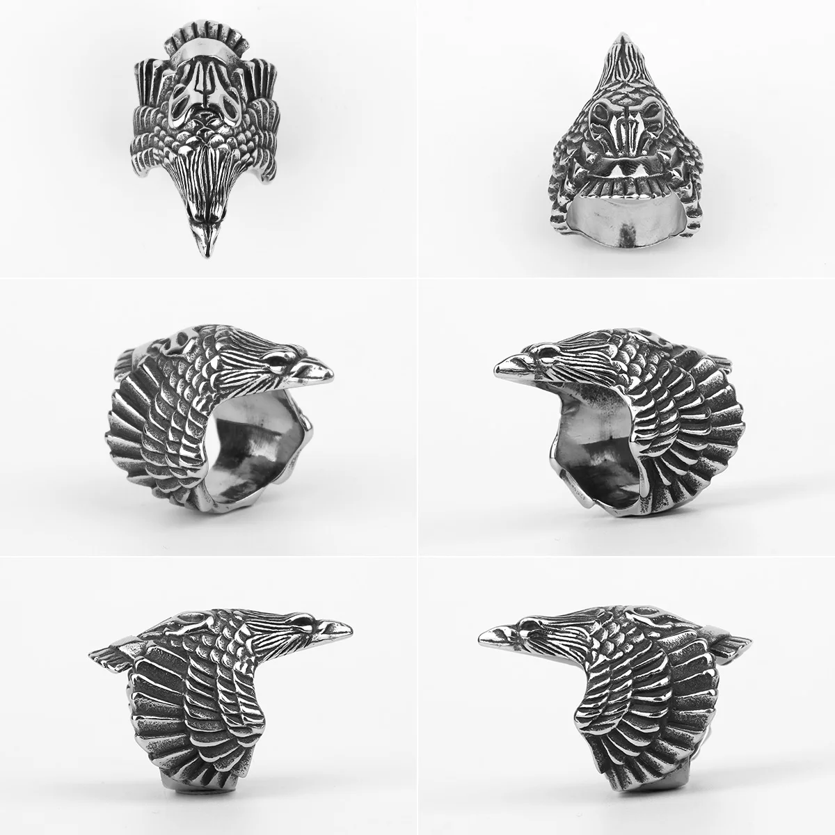 Stainless Steel Men Rings Flying Eagle Punk Rock Hip Hop Personality for Biker Male Boyfriend Jewelry Creativity Gift Wholesale