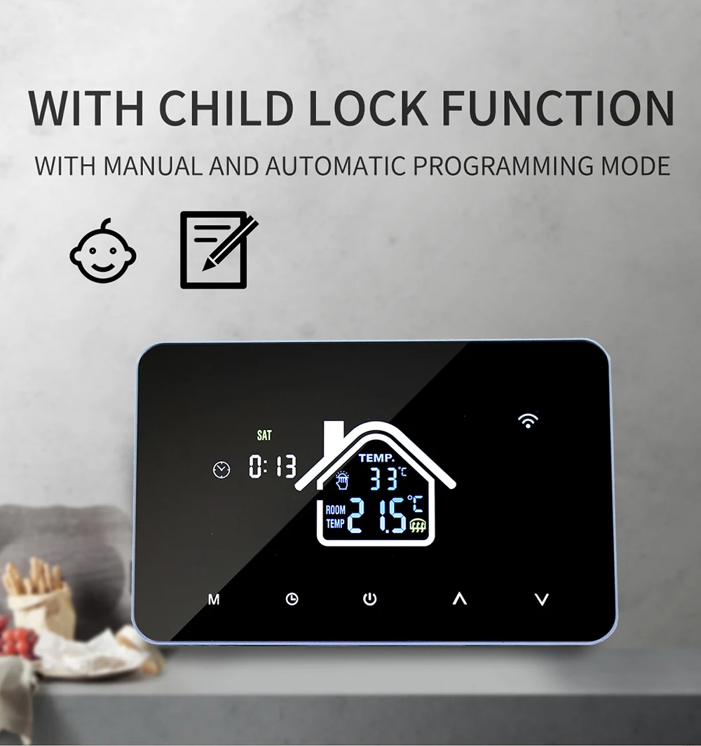 Aubess สมาร์ท WiFi Thermostat 4.3นิ้วหน้าจอสีทำความร้อนความร้อนน้ำ/หม้อไอน้ำอุณหภูมิ Controller สำหรับ Tuya Alexa