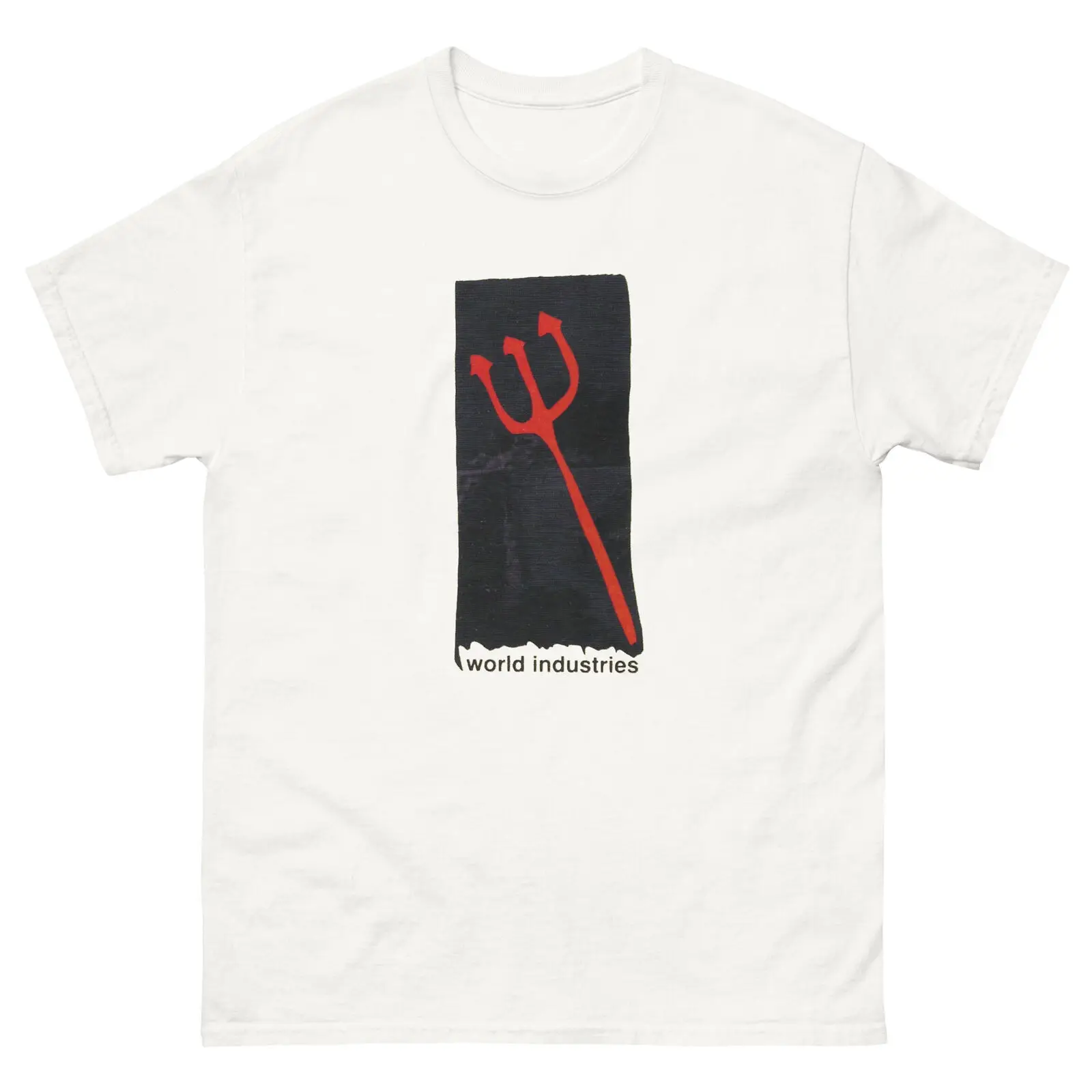 World Industries Skate Red Pitchfork Retro Skateboarding T Shirt Designs