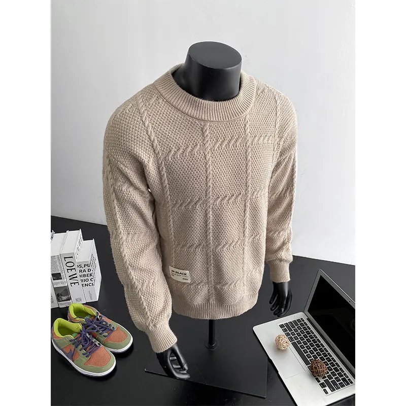 

M-XXXXL Plus Size Men Solid Color Oversized Pullover Sweater Men's Clothing Winter Tops Unisex Soft Knit Top for Casual Comfort